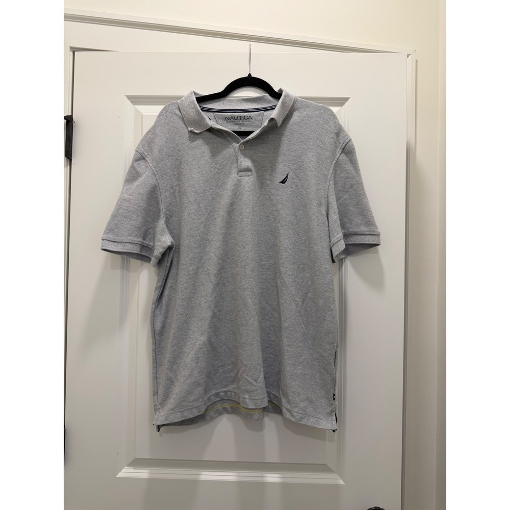 Nautica Mens Performance Deck Polo Shirt Gray Classic Fit XL Short Sleeve Pique